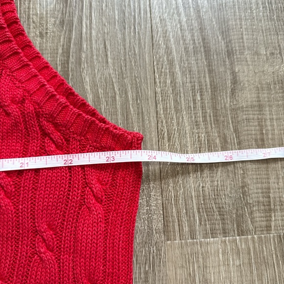 Vintage Villager Sport Ramie Cotton Blend Red Cable Knit Mockneck Vest Size XL - Picture 8 of 9